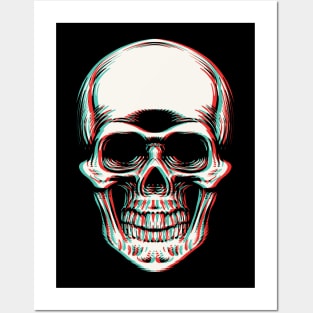 3D Effect Trippy Skull Face Posters and Art